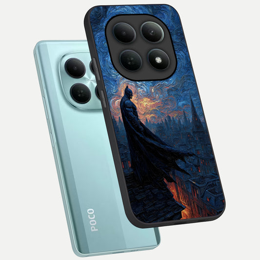  Dark Knight Dusk phone case For Poco M8 showing premium glass back cover with detailed artwork