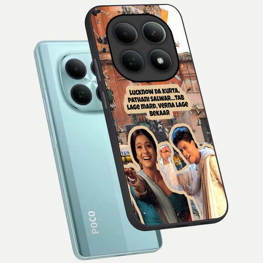  Desi Retro Vibes phone case For Poco M8 showing premium glass back cover with detailed artwork