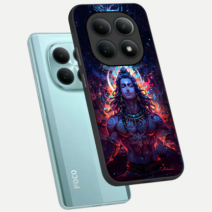  Divine Fire Shiv phone case For Poco M8 showing premium glass back cover with detailed artwork
