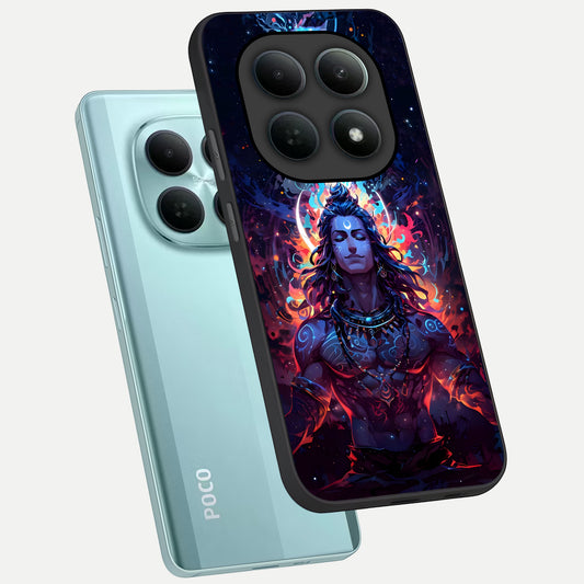  Divine Fire Shiv phone case For Poco M8 showing premium glass back cover with detailed artwork