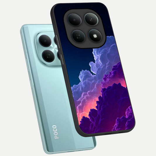  Dreamy Cloud Skies phone case For Poco M8 showing premium glass back cover with detailed artwork