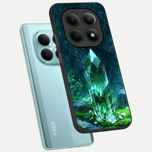  Emerald Light Crystal phone case For Poco M8 showing premium glass back cover with detailed artwork