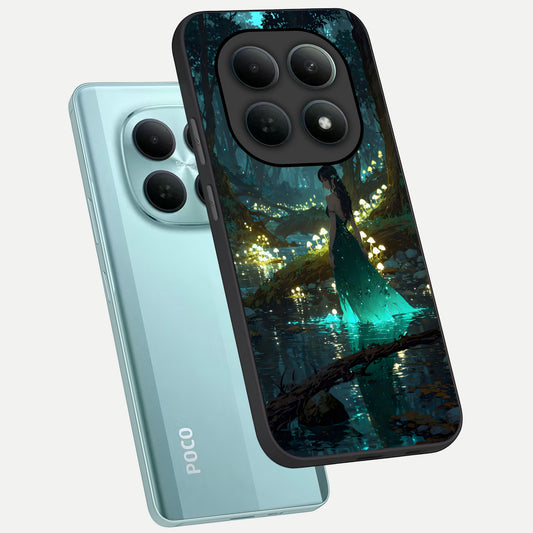 Enchanted Forest Glow phone case For Poco M8 showing premium glass back cover with detailed artwork