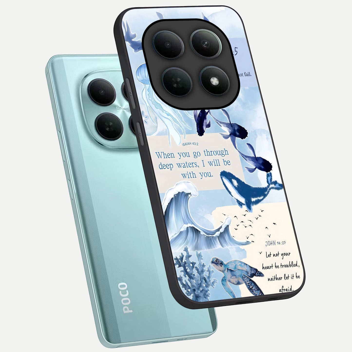  Faithful Ocean Promise phone case For Poco M8 showing premium glass back cover with detailed artwork