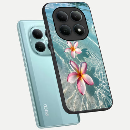  Floating Bloom Bliss phone case For Poco M8 showing premium glass back cover with detailed artwork