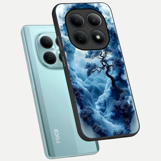  Frozen Serenity Gate phone case For Poco M8 showing premium glass back cover with detailed artwork