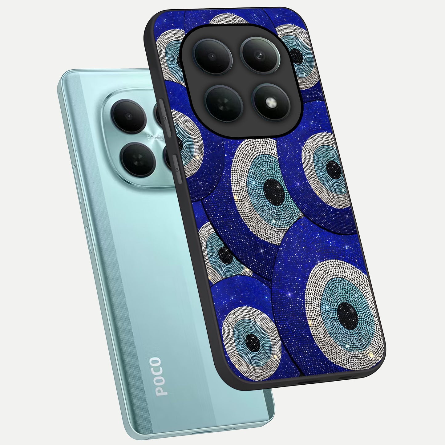  Galaxy Eye Flow phone case For Poco M8 showing premium glass back cover with detailed artwork