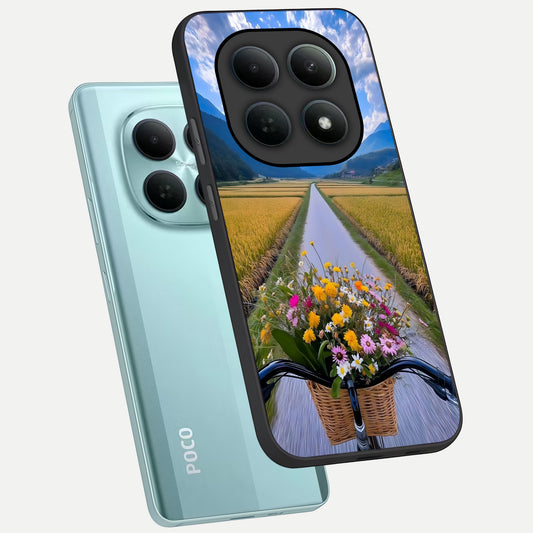  Golden Field Journey phone case For Poco M8 showing premium glass back cover with detailed artwork