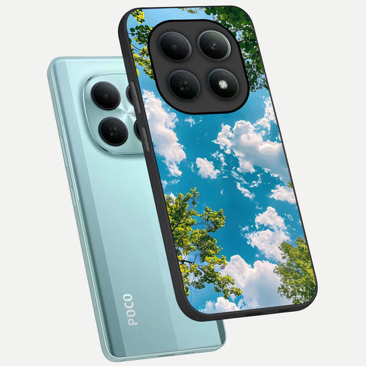  Green Moon Energy phone case For Poco M8 showing premium glass back cover with detailed artwork