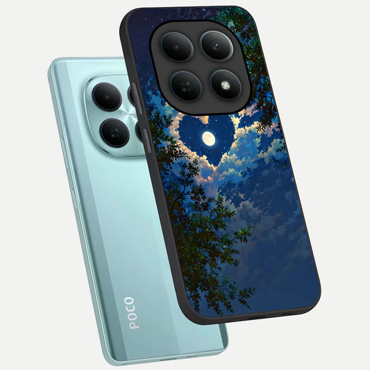 Heart With Moon Sky phone case For Poco M8 showing premium glass back cover with detailed artwork