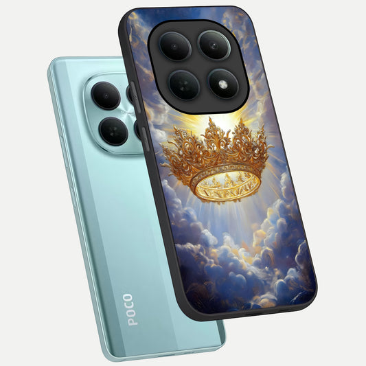  Heavenly Crown Light phone case For Poco M8 showing premium glass back cover with detailed artwork