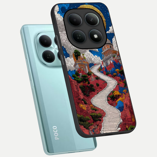  Heavenly Moon Path phone case For Poco M8 showing premium glass back cover with detailed artwork