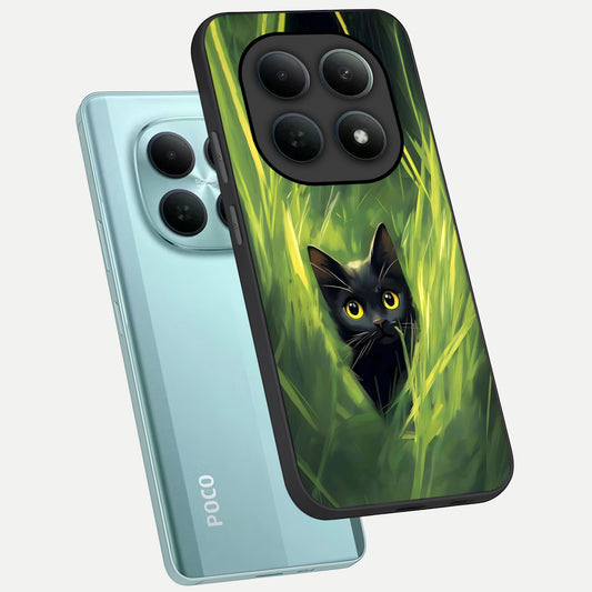  Hidden Cat Whisper phone case For Poco M8 showing premium glass back cover with detailed artwork