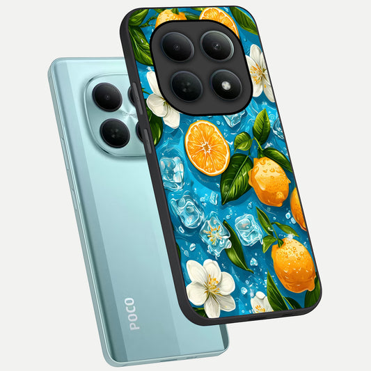  Ice Cube With Orange phone case For Poco M8 showing premium glass back cover with detailed artwork