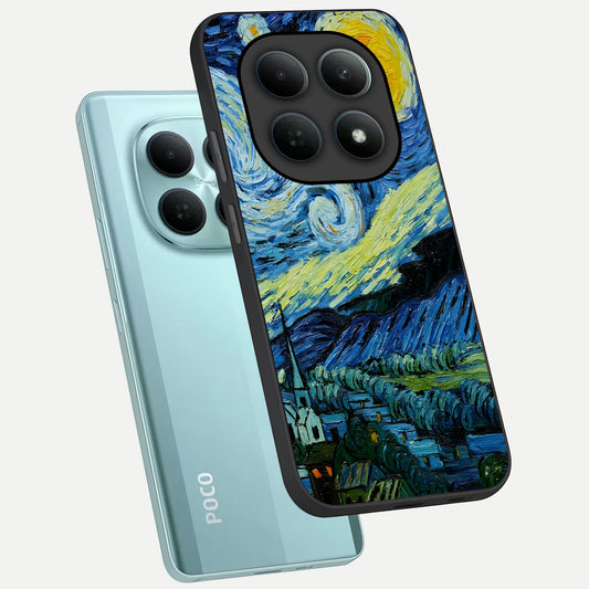  Inspired Van Gogh Art phone case For Poco M8 showing premium glass back cover with detailed artwork