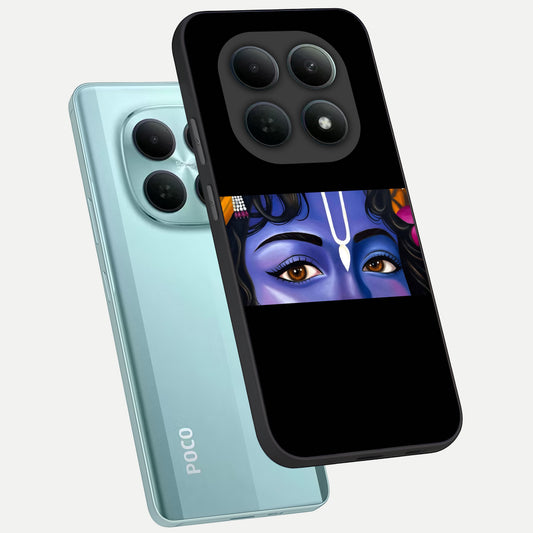  Krishna Eye phone case For Poco M8 showing premium glass back cover with detailed artwork