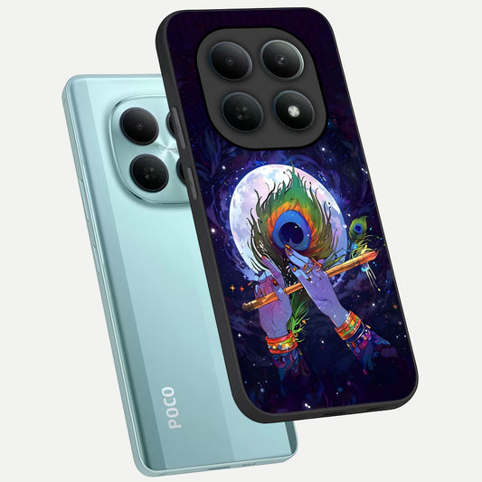  Krishna Hands Art phone case For Poco M8 showing premium glass back cover with detailed artwork