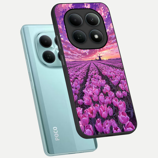  Lavender Dream Skies phone case For Poco M8 showing premium glass back cover with detailed artwork