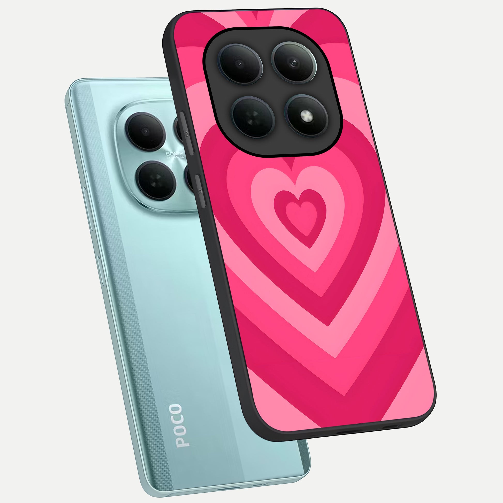  Layered Love Hearts phone case For Poco M8 showing premium glass back cover with detailed artwork