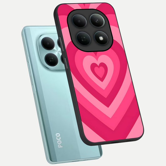 Layered Love Hearts phone case For Poco M8 showing premium glass back cover with detailed artwork