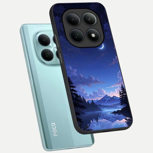  Midnight Lake Peace phone case For Poco M8 showing premium glass back cover with detailed artwork