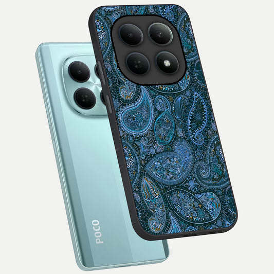  Midnight Paisley Glow phone case For Poco M8 showing premium glass back cover with detailed artwork