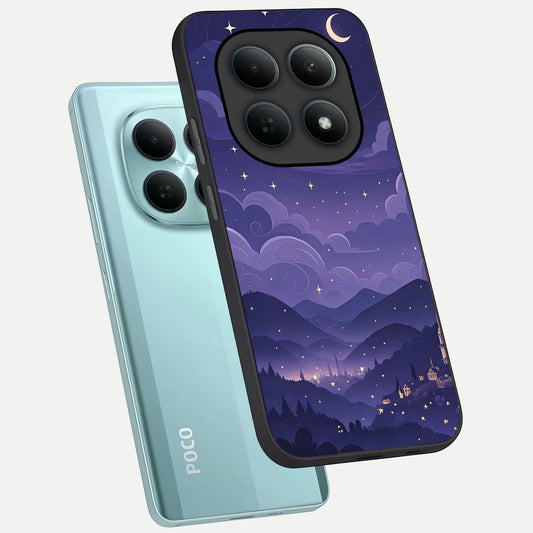  Minimal Night View phone case For Poco M8 showing premium glass back cover with detailed artwork