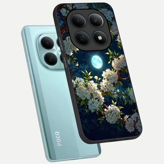  Moonlit Blossom Dream phone case For Poco M8 showing premium glass back cover with detailed artwork