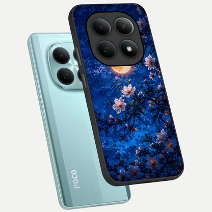  Moonlit Blossoms Night phone case For Poco M8 showing premium glass back cover with detailed artwork