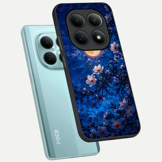  Moonlit Blossoms Night phone case For Poco M8 showing premium glass back cover with detailed artwork