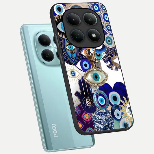  Mystic Charm Eye phone case For Poco M8 showing premium glass back cover with detailed artwork