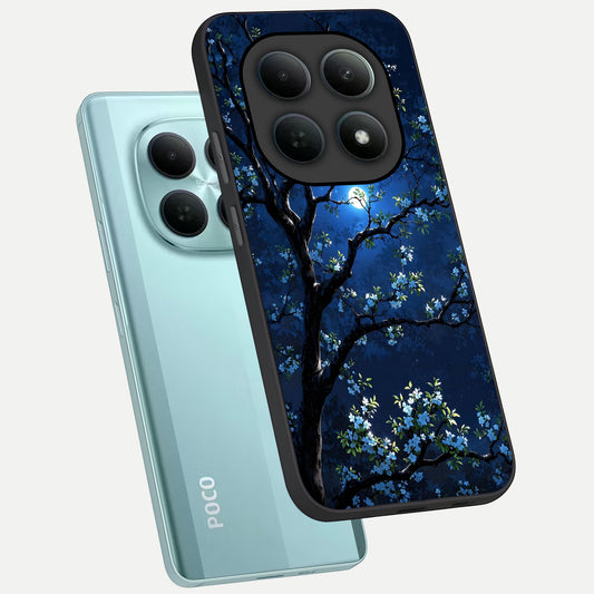  Mystic Floral Night phone case For Poco M8 showing premium glass back cover with detailed artwork