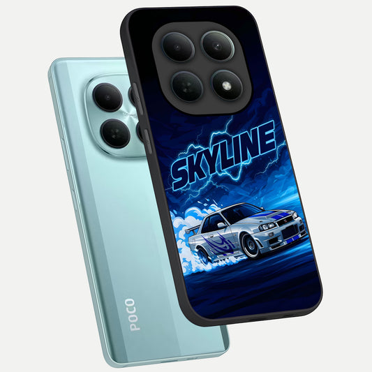  Neon Drift Beast phone case For Poco M8 showing premium glass back cover with detailed artwork