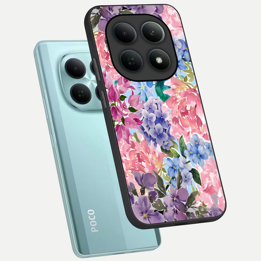  Pastel Floral Mix phone case For Poco M8 showing premium glass back cover with detailed artwork