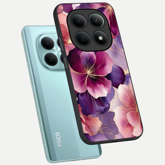  Pink Bouquet Florals phone case For Poco M8 showing premium glass back cover with detailed artwork