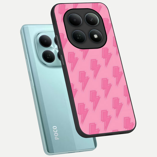  Pink Moo Magic phone case For Poco M8 showing premium glass back cover with detailed artwork