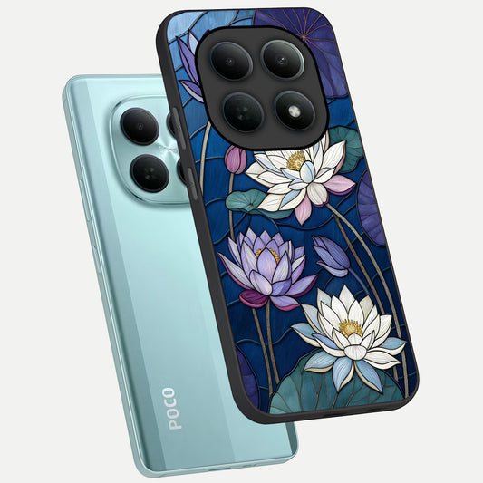  Purple Lotus Stained phone case For Poco M8 showing premium glass back cover with detailed artwork