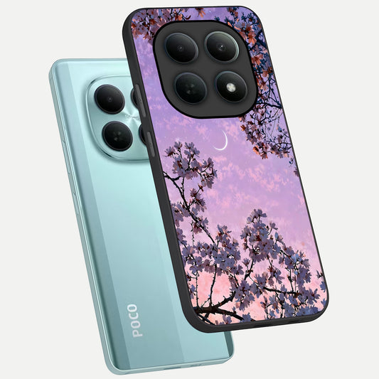  Purple Serenity Moon phone case For Poco M8 showing premium glass back cover with detailed artwork