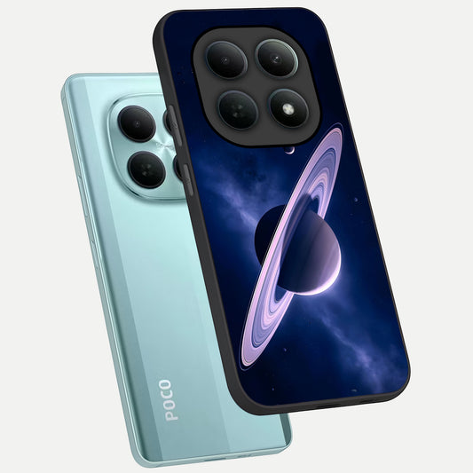  Saturn Ring Mystique phone case For Poco M8 showing premium glass back cover with detailed artwork