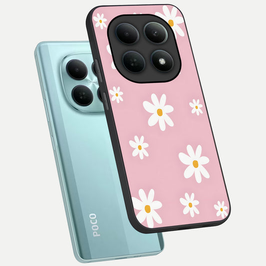  Soft Daisy Bliss phone case For Poco M8 showing premium glass back cover with detailed artwork