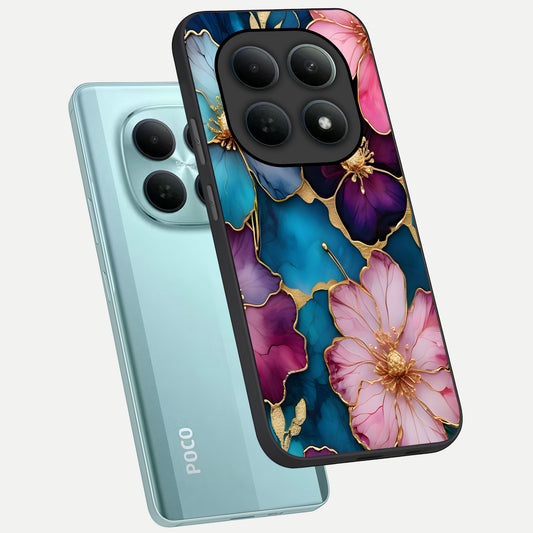  Sparkle Floral phone case For Poco M8 showing premium glass back cover with detailed artwork