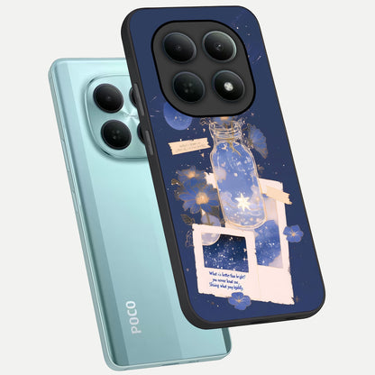  Starlit Cosmic Jar phone case For Poco M8 showing premium glass back cover with detailed artwork