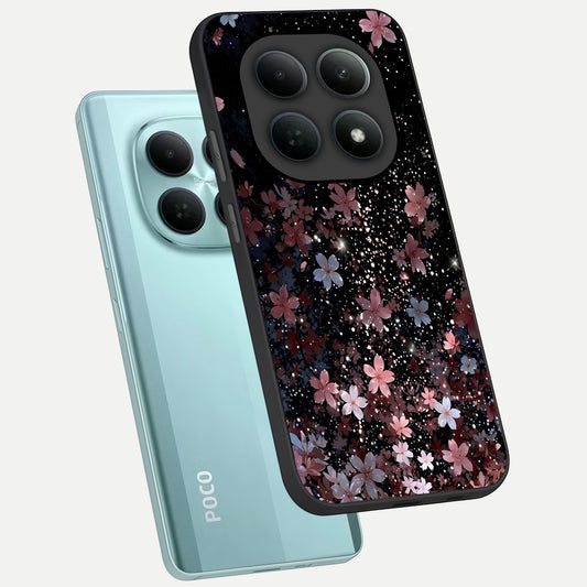  Starlit Flower Dreams phone case For Poco M8 showing premium glass back cover with detailed artwork