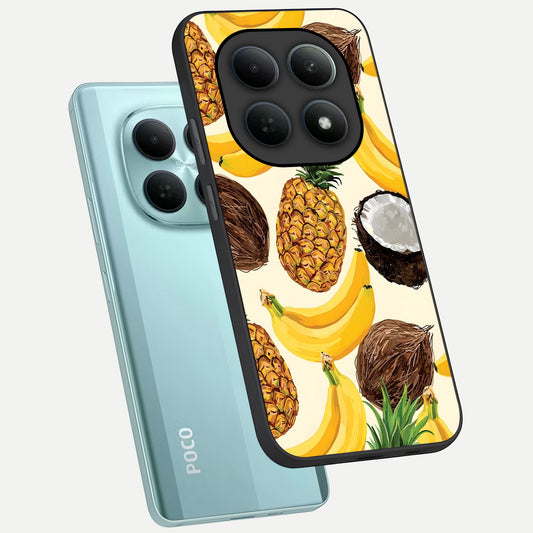  Tropical Fruit Mood phone case For Poco M8 showing premium glass back cover with detailed artwork