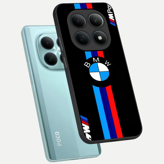  Turbo BMW Beast phone case For Poco M8 showing premium glass back cover with detailed artwork