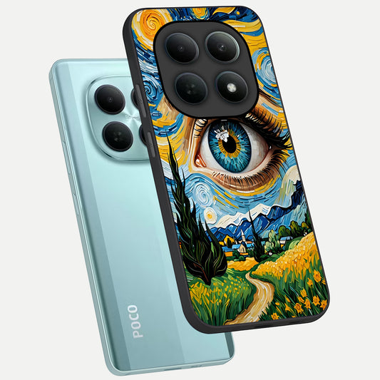  Van Gogh Eye phone case For Poco M8 showing premium glass back cover with detailed artwork