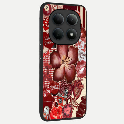  Aesthetic Little Freak back cover For Poco M8 slim fit glass case with vibrant aesthetic design