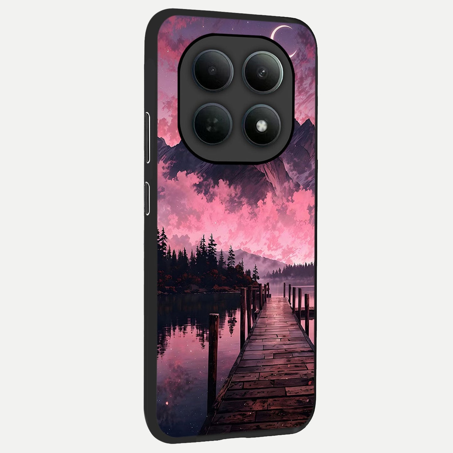  Beautiful Mountain View back cover For Poco M8 slim fit glass case with vibrant aesthetic design