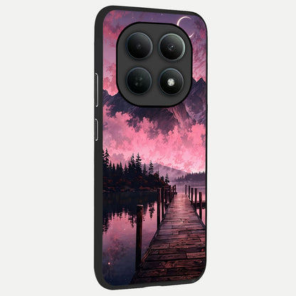  Beautiful Mountain View back cover For Poco M8 slim fit glass case with vibrant aesthetic design