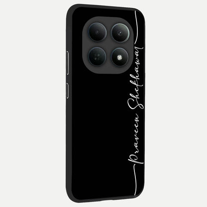  Black Tune Custom Name back cover For Poco M8 slim fit glass case with vibrant aesthetic design